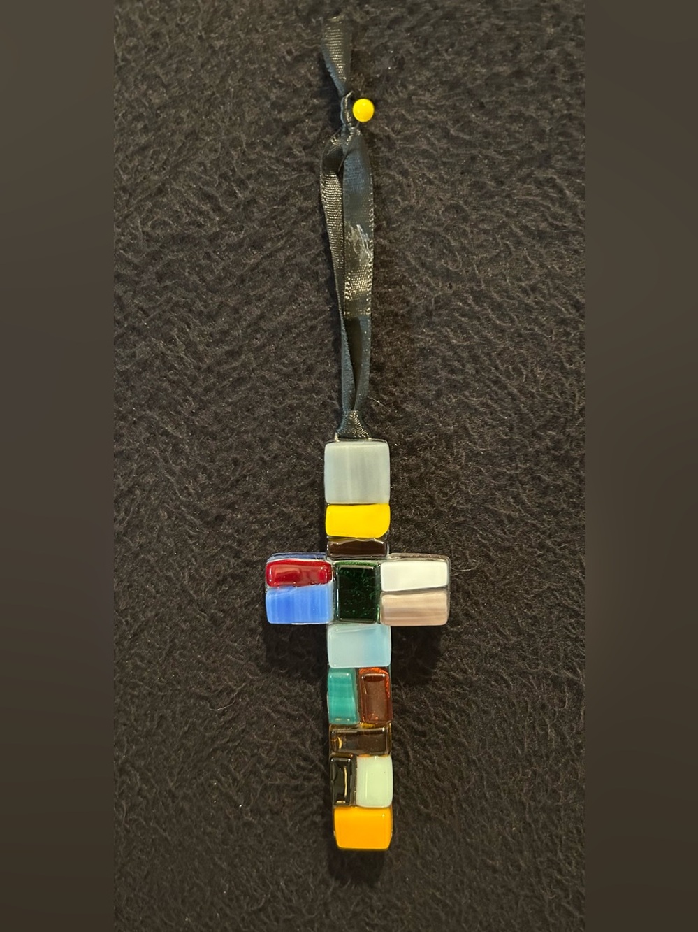 Ornament The Grandparent Gift Co. Handmade Glass Cross 4" Wall Hanging NIB